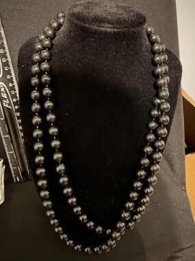 23” Classic Faux Black Beaded Double-Strand Necklace